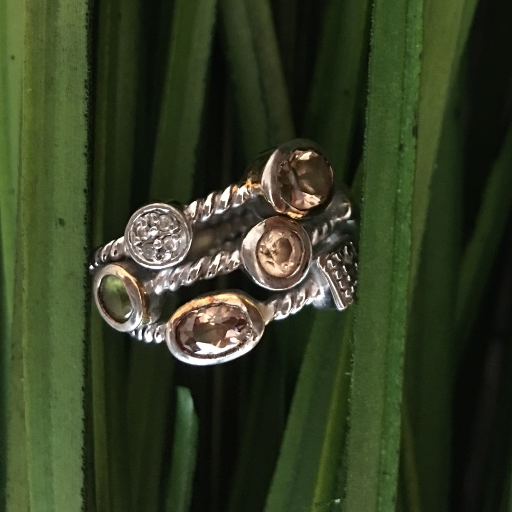 925 Silver Multi Stone Ring - image 1